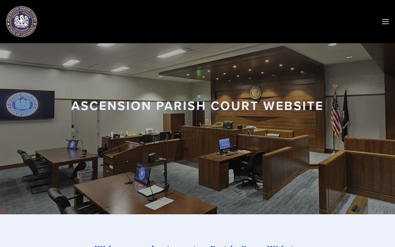 Ascension court calendar reference showing the Ascension Parish Court official home page