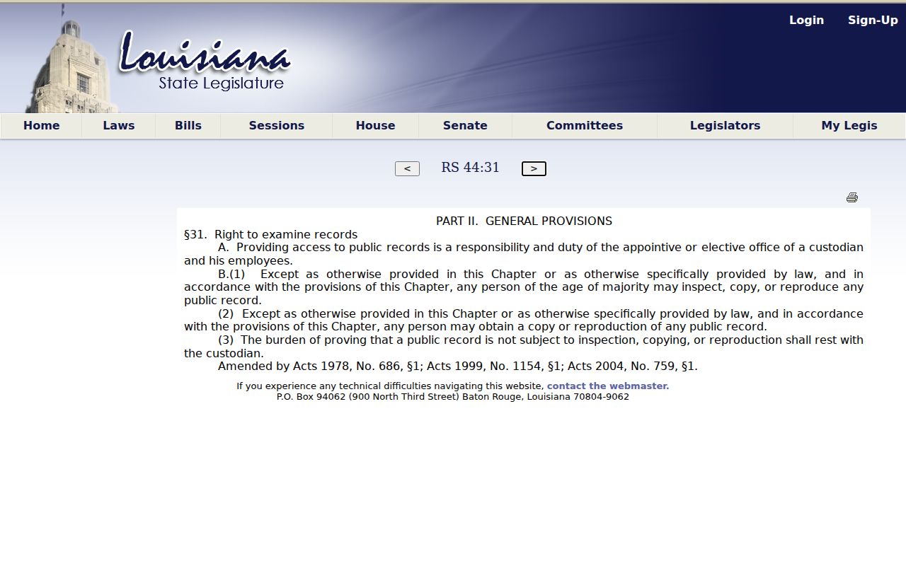 Ascension Parish court records Louisiana inspection right